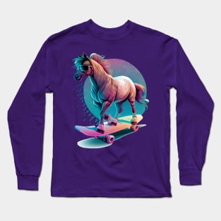 Horse on a Skateboard Long Sleeve T-Shirt